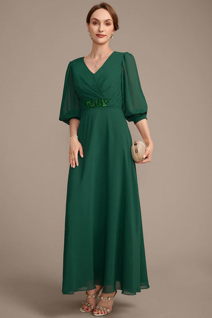 Robe Trapèze Vert Émeraude Élégant