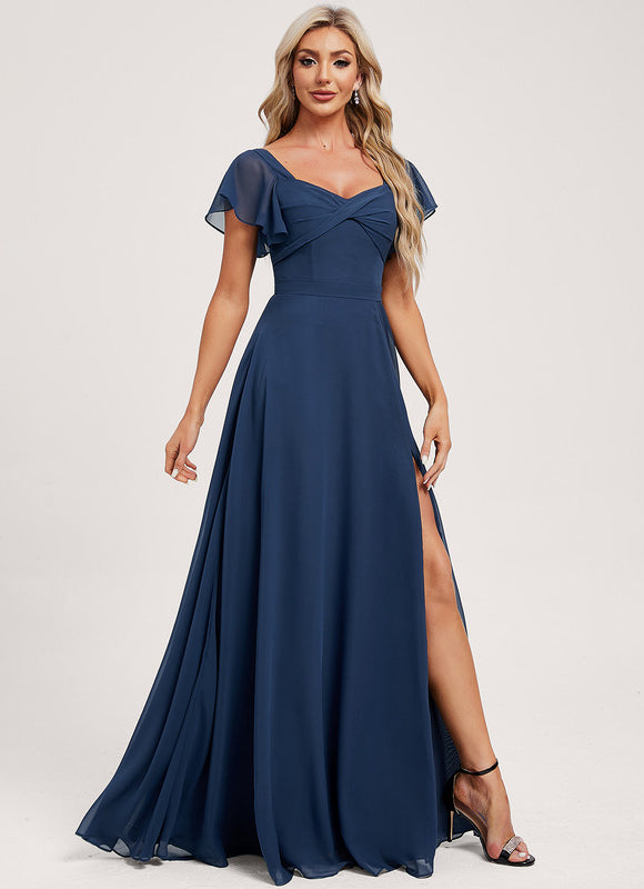 Robe Trapèze Mousseline Fendue - gallery 2