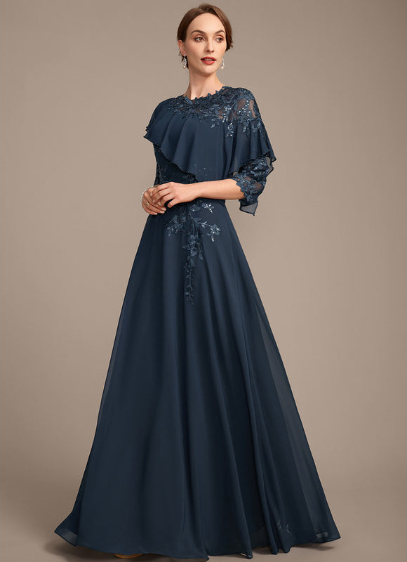 Robe Trapèze Marine Florale - gallery 3