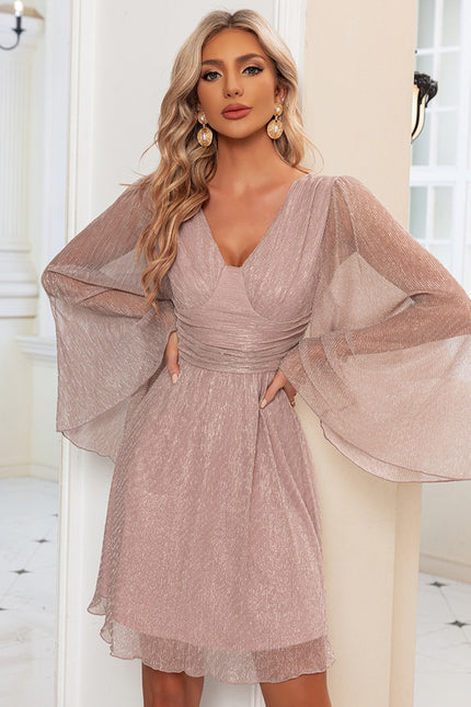 Robe Trapèze Satinée Rosée - gallery 1