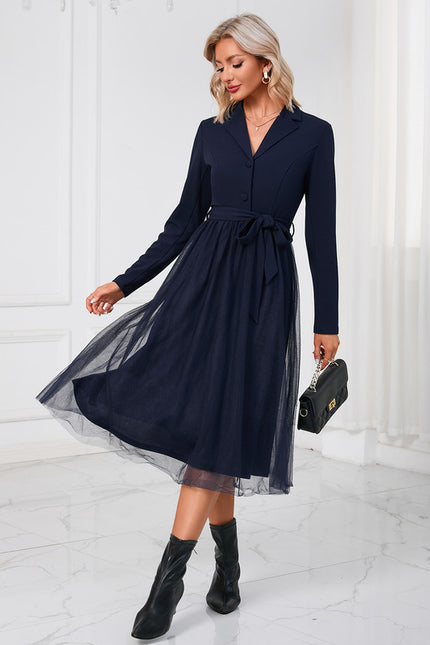 Robe Trapèze Élégante Structurelle - gallery 3