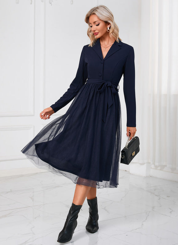 Robe Trapèze Élégante Structurelle - gallery 3