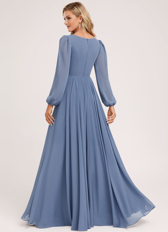 Robe Trapèze Longue Beige Élégante - gallery 4
