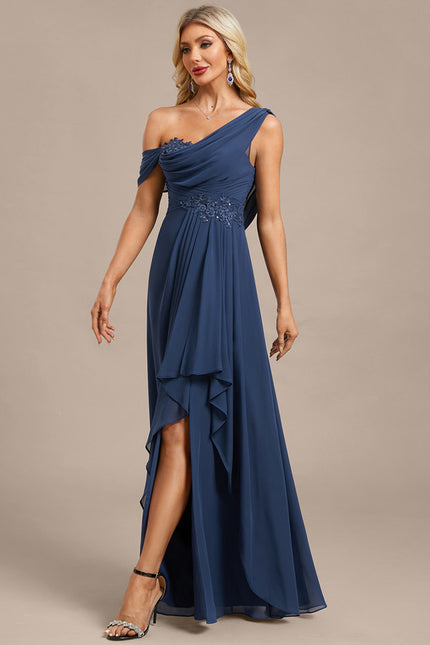 Robe Trapèze Élégance Asymétrique Marine - gallery 3
