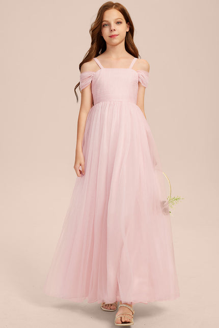 Robe Trapèze Rose Pastel Long Décolletée Épaules - gallery 7