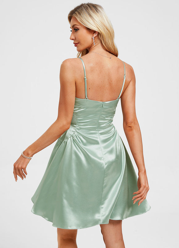 Robe Trapèze Satinée Ajustée Chic - gallery 6