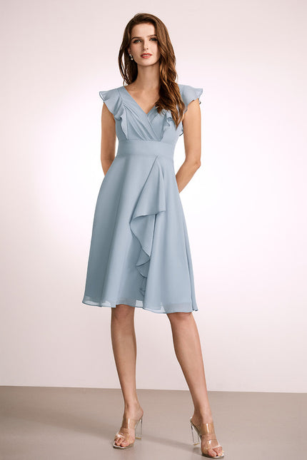 Robe Trapèze Bleu Vaporeux Chic - gallery 3
