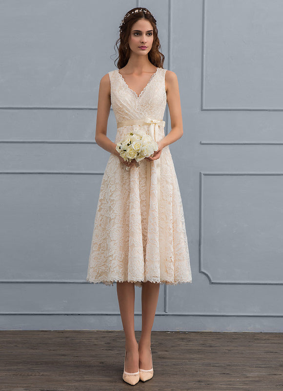 Robe Trapèze Lueur De Dentelle - gallery 2