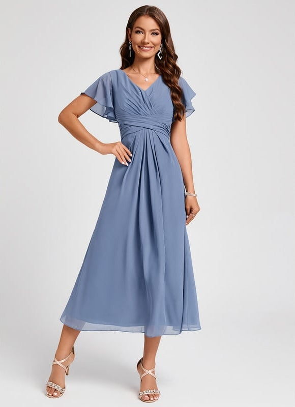 Robe Trapèze Florale Marine - gallery 5