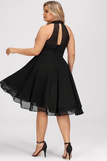 Robe Trapèze Noire Asymétrique Mousseline - gallery 8