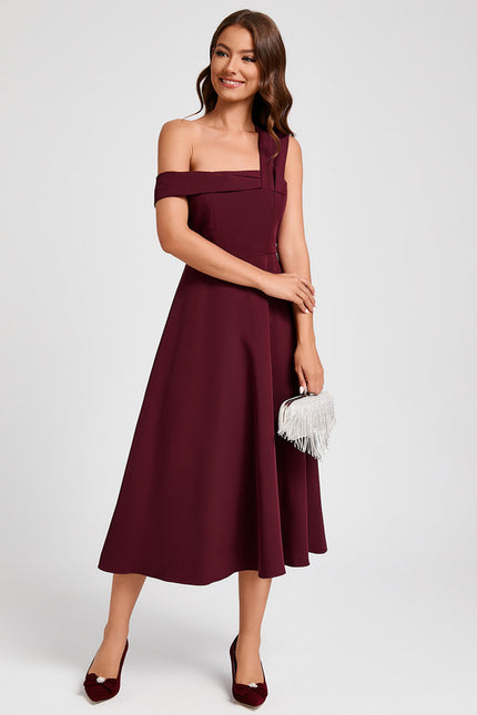Robe Trapèze Bordeaux Flottant - gallery 5