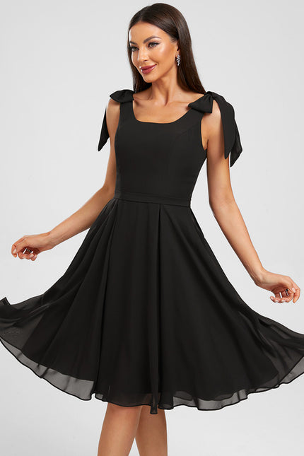 Robe Trapèze Chiffon Noire - gallery 3