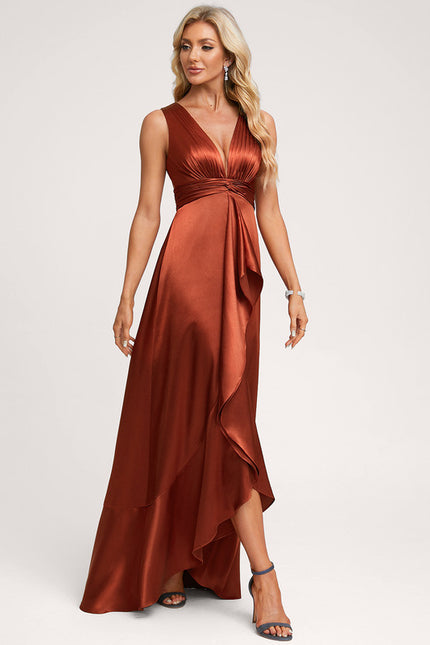 Robe Trapèze Satin Bleu Élégant - gallery 1