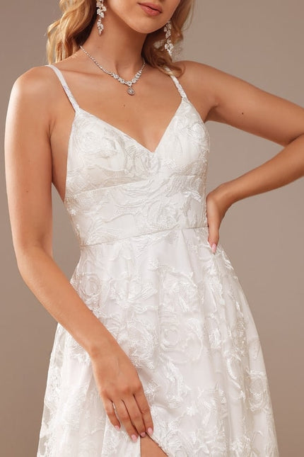 Robe Trapèze Blanche Dentelle Mariage - gallery 1