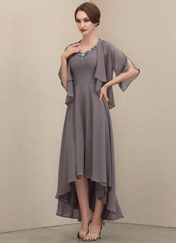 Robe Trapèze Gris Satiné Élégant - gallery 2