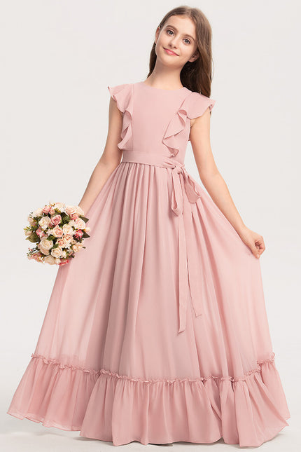 Robe Trapèze Rose Pastel Longue Mousseline
