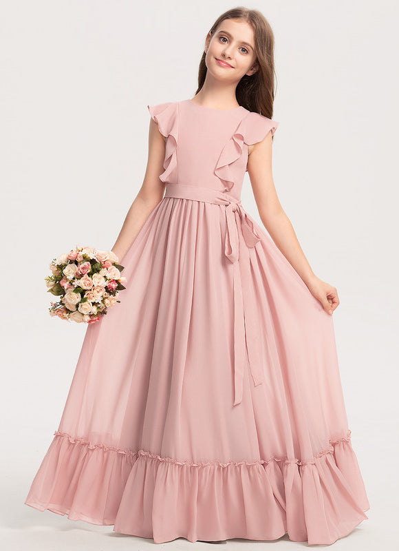Robe Trapèze Rose Pastel Longue Mousseline