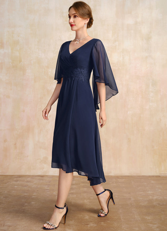Robe Trapèze Chiffon Marine - gallery 3