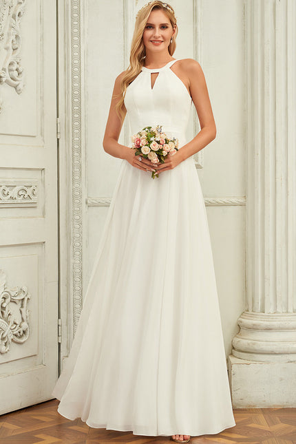 Robe Trapèze Blanc Mousseline Mariée - gallery 3