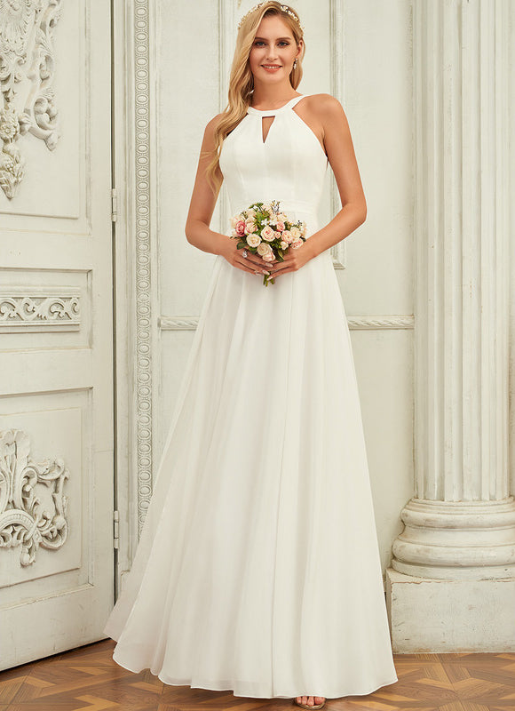 Robe Trapèze Blanc Mousseline Mariée - gallery 3
