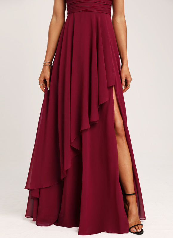 Robe Trapèze Mousseline Fendue - gallery 1