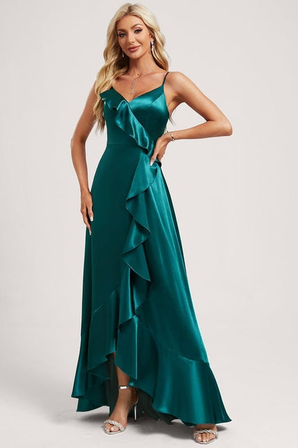 Robe Trapèze Satin Bleu Élégant - gallery 3