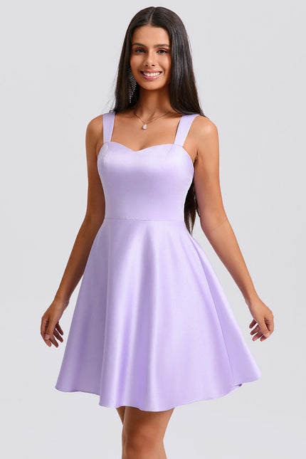 Robe Trapèze Satinée Lavande - gallery 1