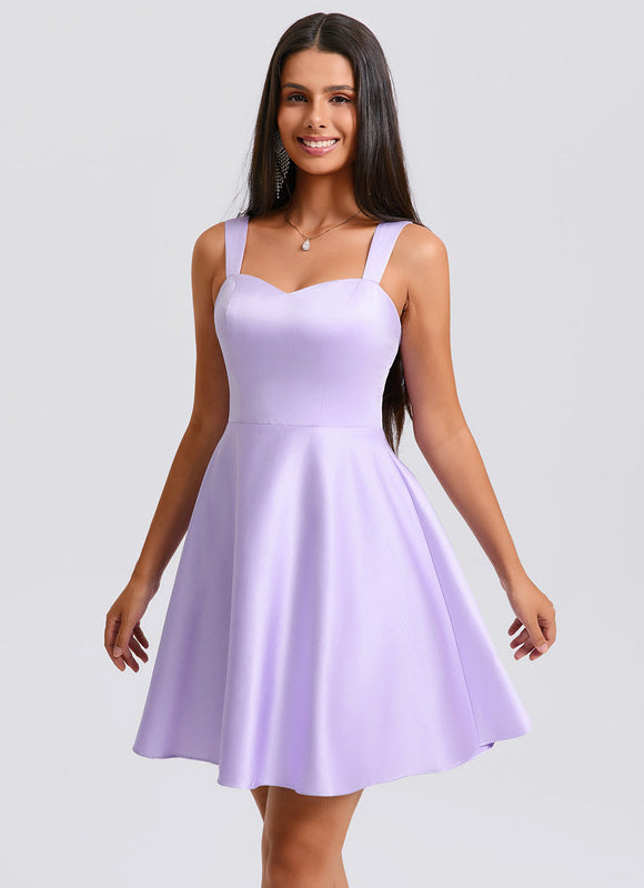 Robe Trapèze Satinée Lavande - gallery 1