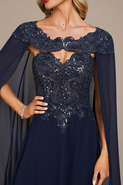 Robe Trapèze Bleue Marine Bal De Soirée - gallery 5