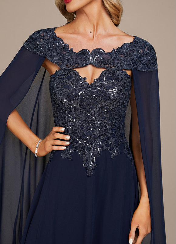 Robe Trapèze Bleue Marine Bal De Soirée - gallery 5