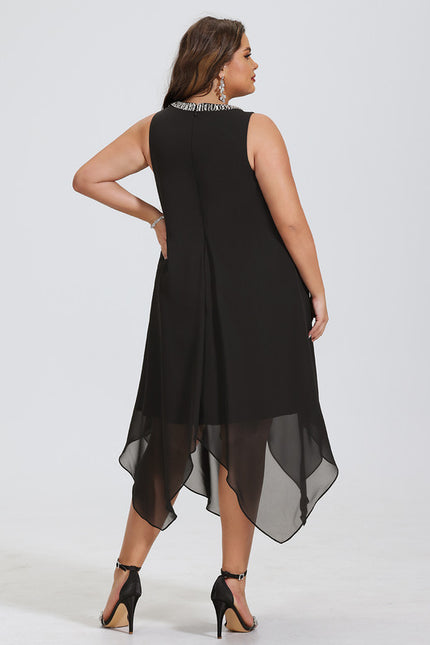 Robe Trapèze Noir Chiffon Chic - gallery 6
