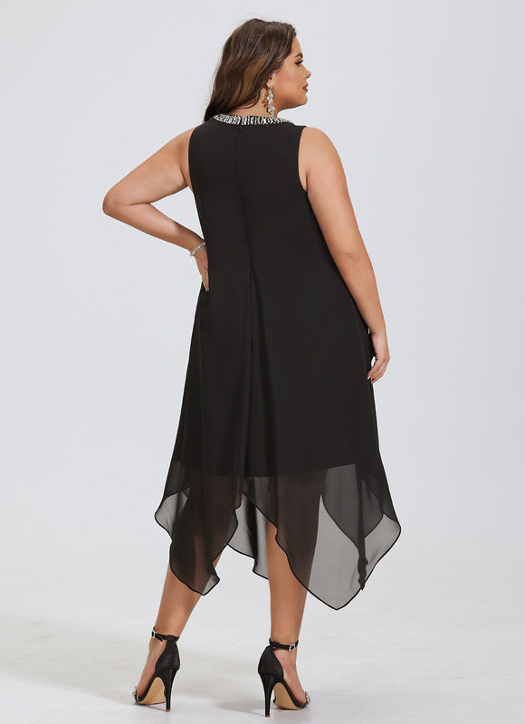 Robe Trapèze Noir Chiffon Chic - gallery 6