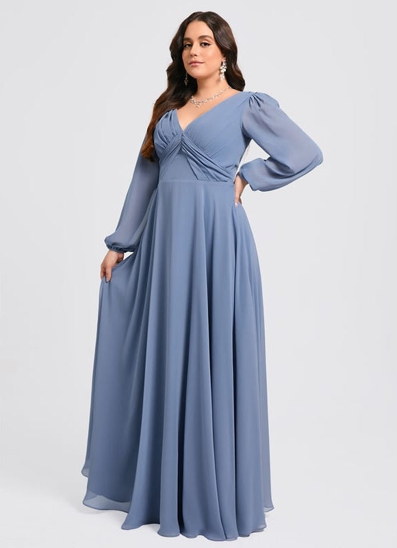 Robe Trapèze Longue Beige Élégante - gallery 6