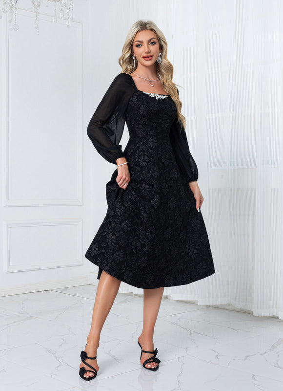 Robe Trapèze Couture Noir - gallery 4