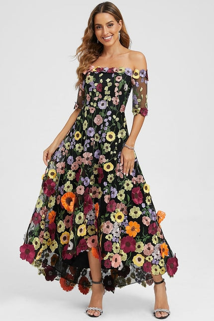 Robe Trapèze Asymétrique Éclat Floral