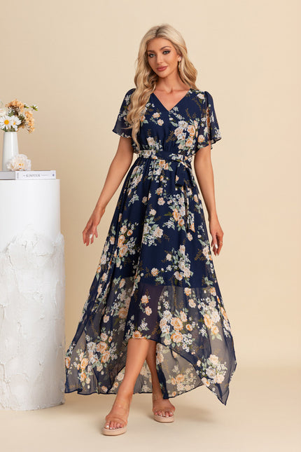 Robe Trapèze Nuit Fleurie Asymétrique