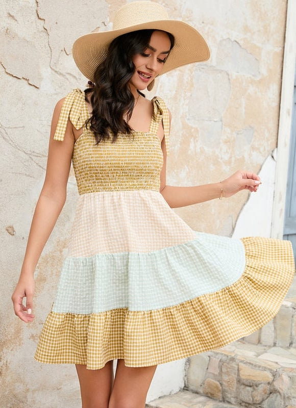 Robe Trapèze Éclat De Gingham