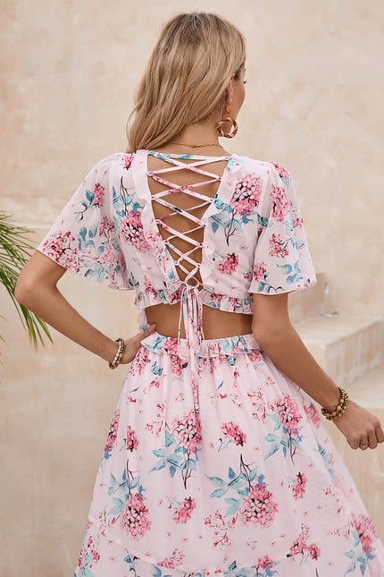 Robe Trapèze Fleur Rose Éthérée - gallery 2