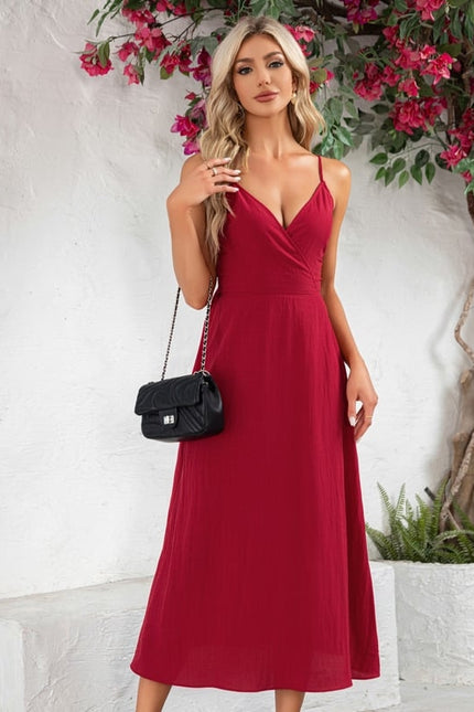 Robe Trapèze Rouge Flottant - gallery 4