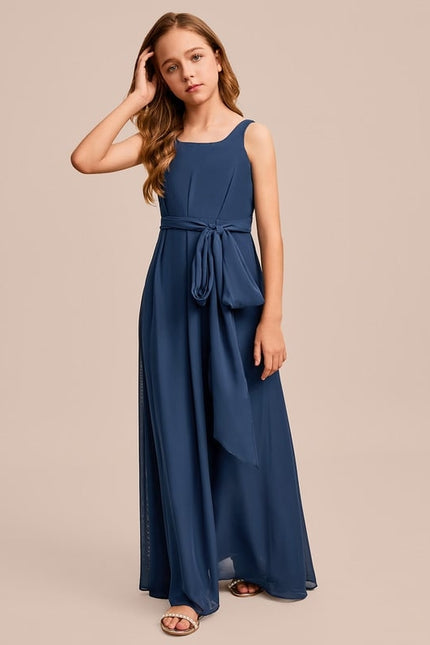 Robe Trapèze Mousseline Bleue - gallery 7