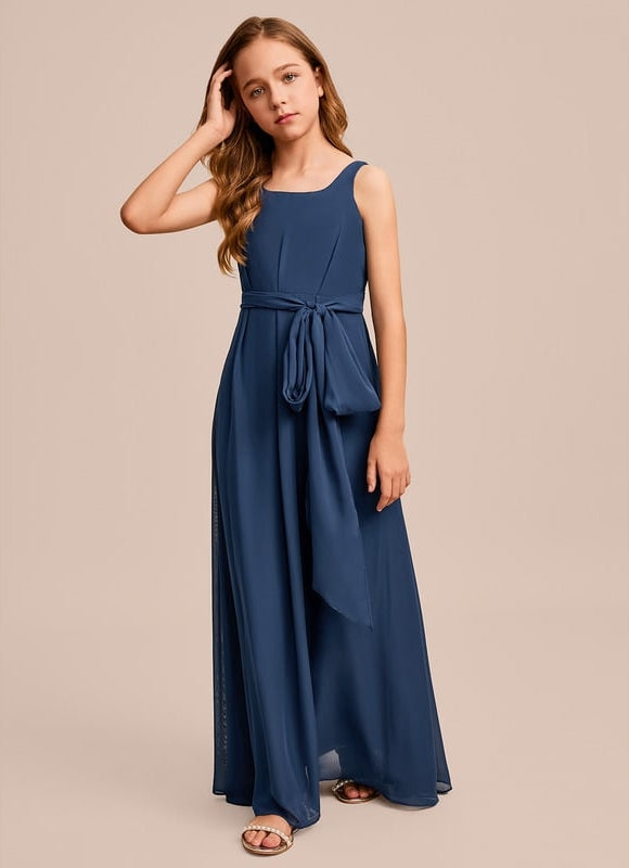 Robe Trapèze Mousseline Bleue - gallery 7