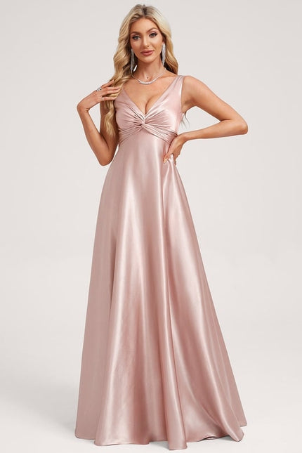 Robe Trapèze Satin Doré Élégante