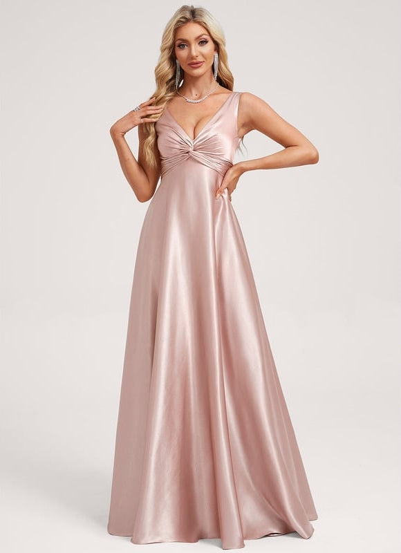 Robe Trapèze Satin Doré Élégante