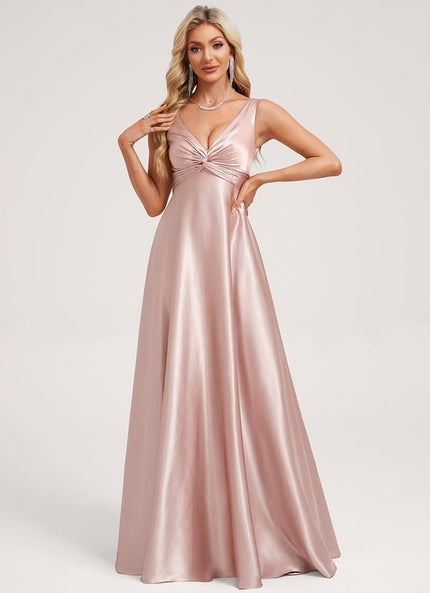 Robe Trapèze Satin Doré Élégante