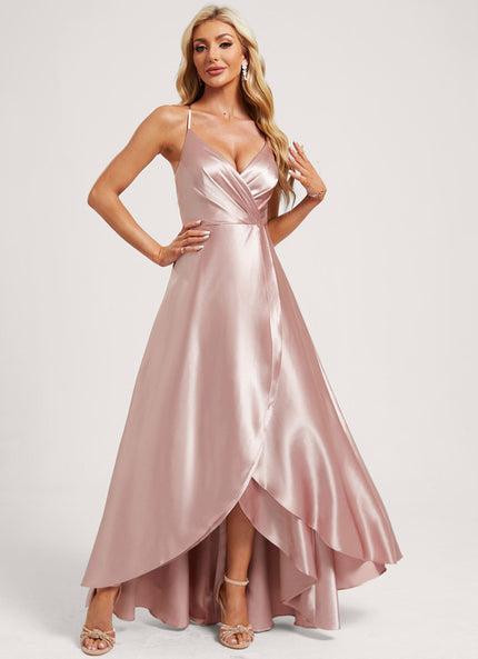 Robe Trapèze Satin Bleu Élégant