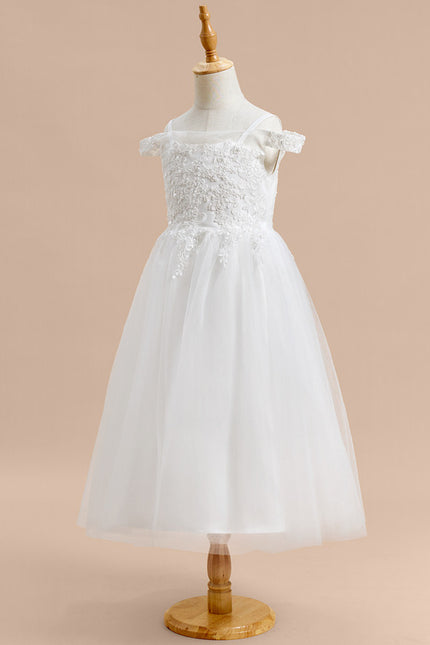 Robe Trapèze Blanche Dentelle Tulle Fille Mariage - gallery 3