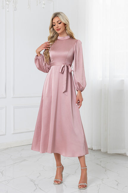 Robe Trapèze Rose Satinée - gallery 4