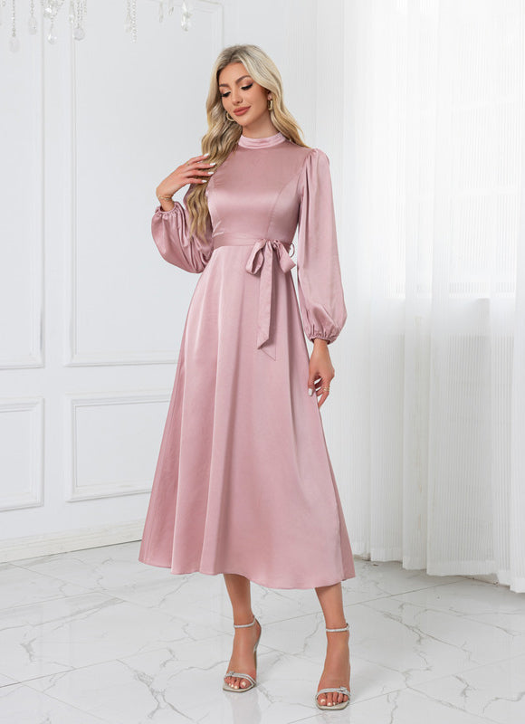Robe Trapèze Rose Satinée - gallery 4