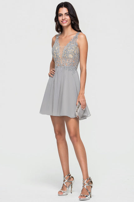 Robe Trapèze Valse De Mousseline - gallery 3