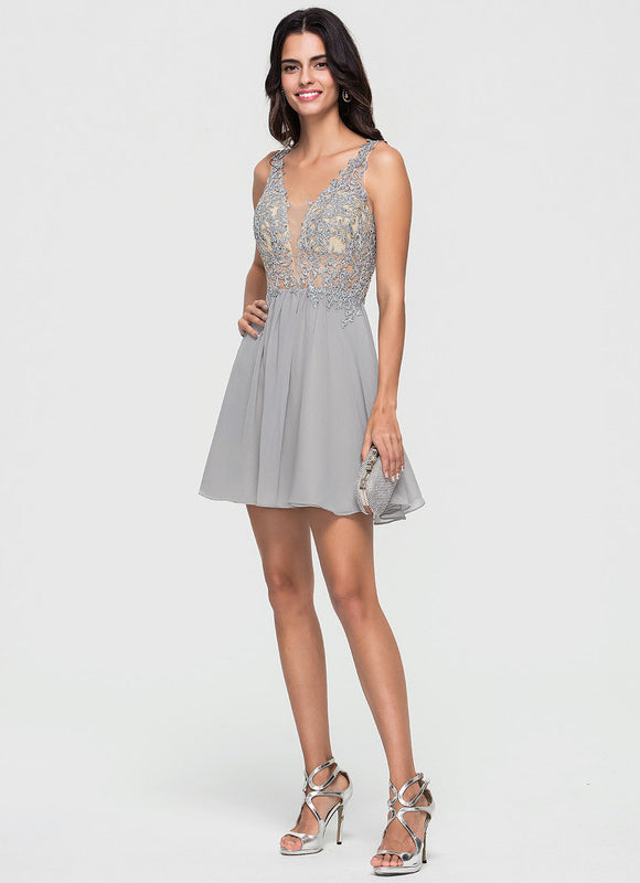 Robe Trapèze Valse De Mousseline - gallery 3